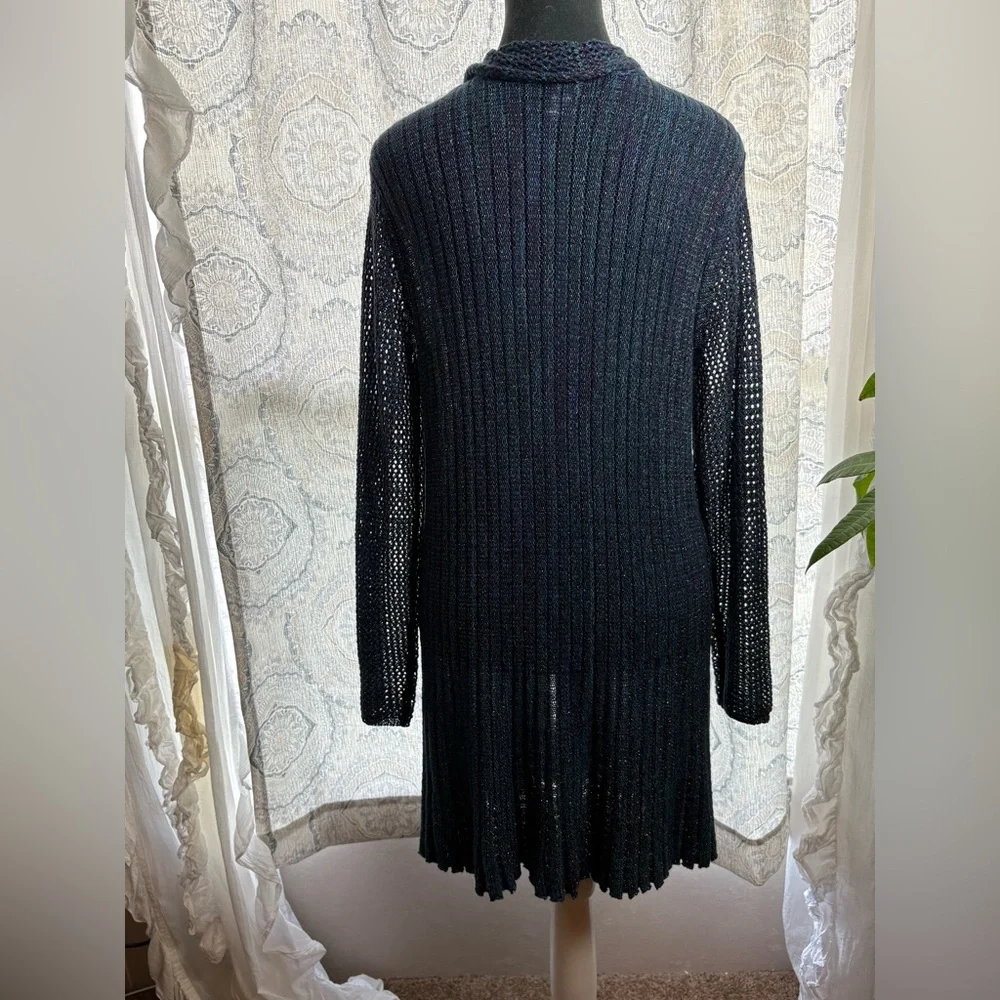 Krazy Kat Blue and Black Open Knit Cardigan